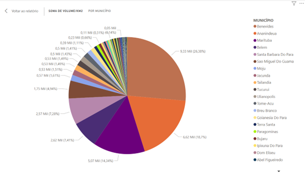 Análise do volume/km² dos municípios do Pará